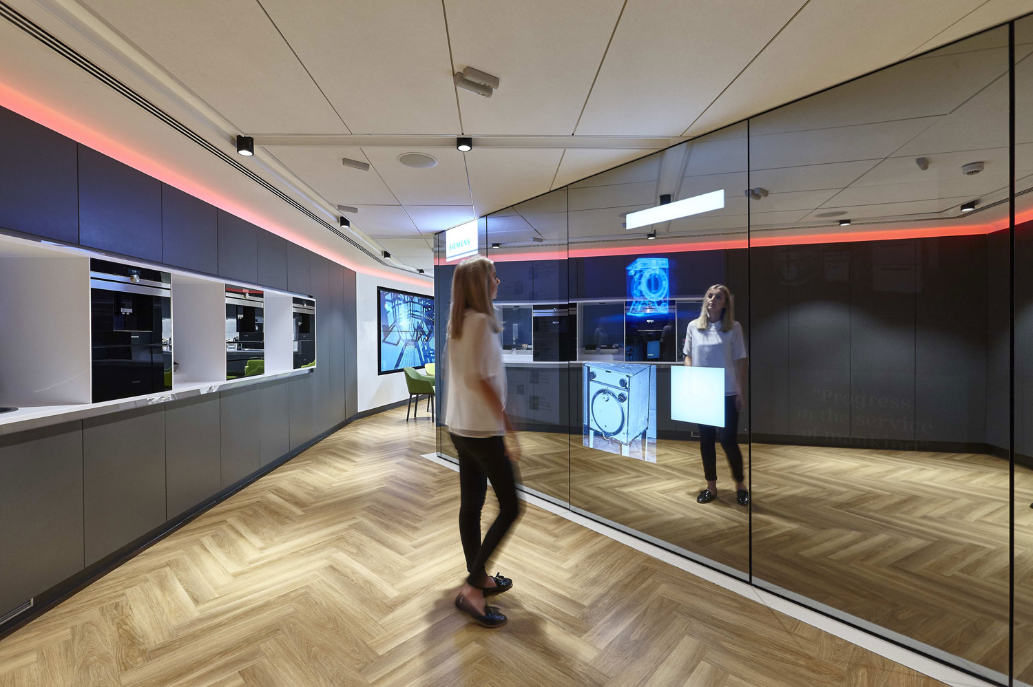 History of Siemens motion activated video wall, Siemens Display Showroom Milton Keynes | London Interior Photographers