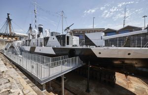 HMS M33 following conservation in Portsmouth Historic Dockyard | Historic Photographer | Commercial Photographers