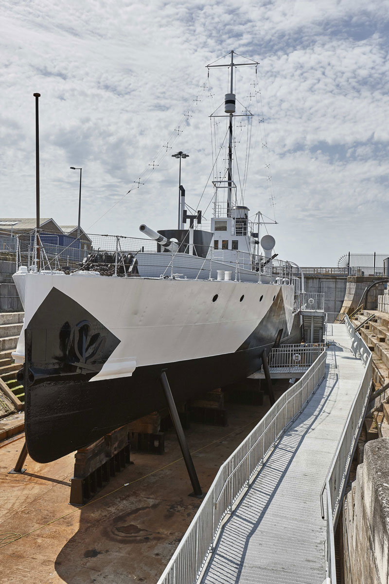 HMS M33 following conservation in Portsmouth Historic Dockyard | Commercial Photographers