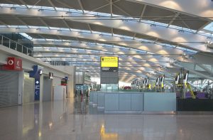 Heathrow Airport Terminal 5 glazed facade steel supports | Commercial Architectural Photography | Commercial Photographer