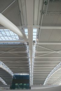 Heathrow Airport Terminal 5 glazed facade steel supports | Commercial Architectural Photography | Commercial Photographer