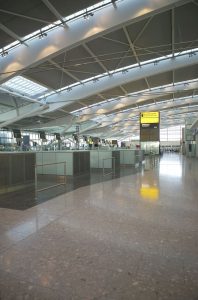 Heathrow Airport Terminal 5 glazed facade steel supports | Commercial Architectural Photography | Commercial Photographer