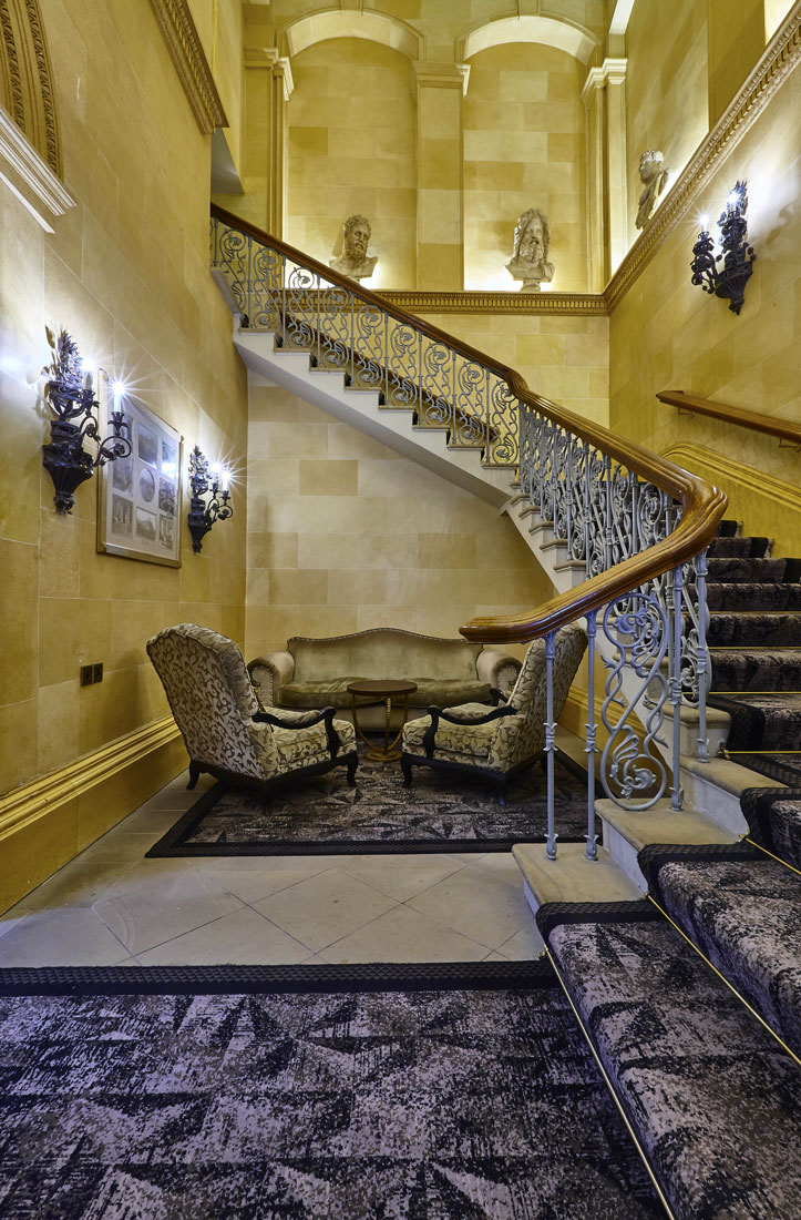 Hotel Photography of the grand staircase at Oulton Hall Hotel, Leeds | Hotel Photographer UK